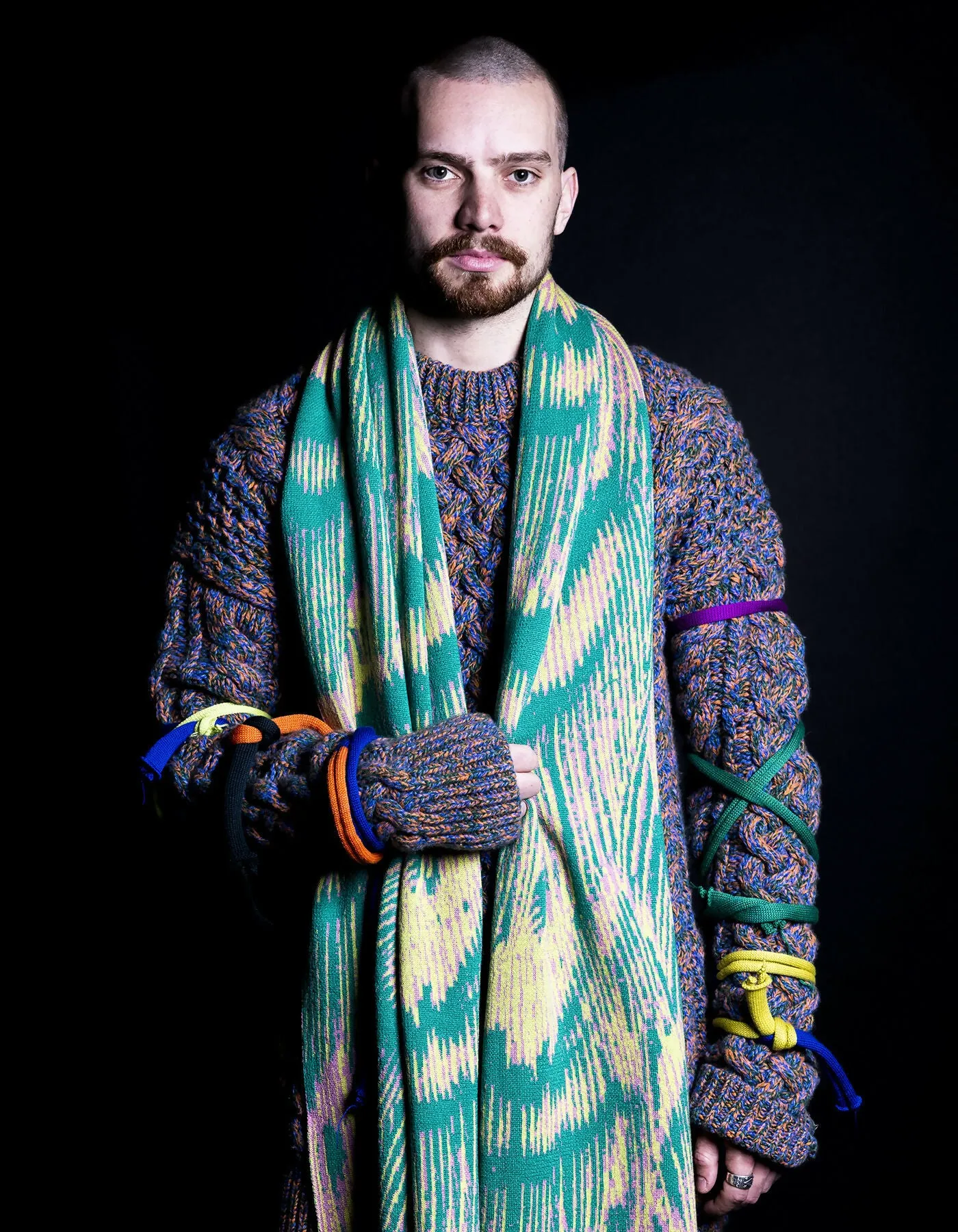 Aureus Green Jacquard Pattern Scarf