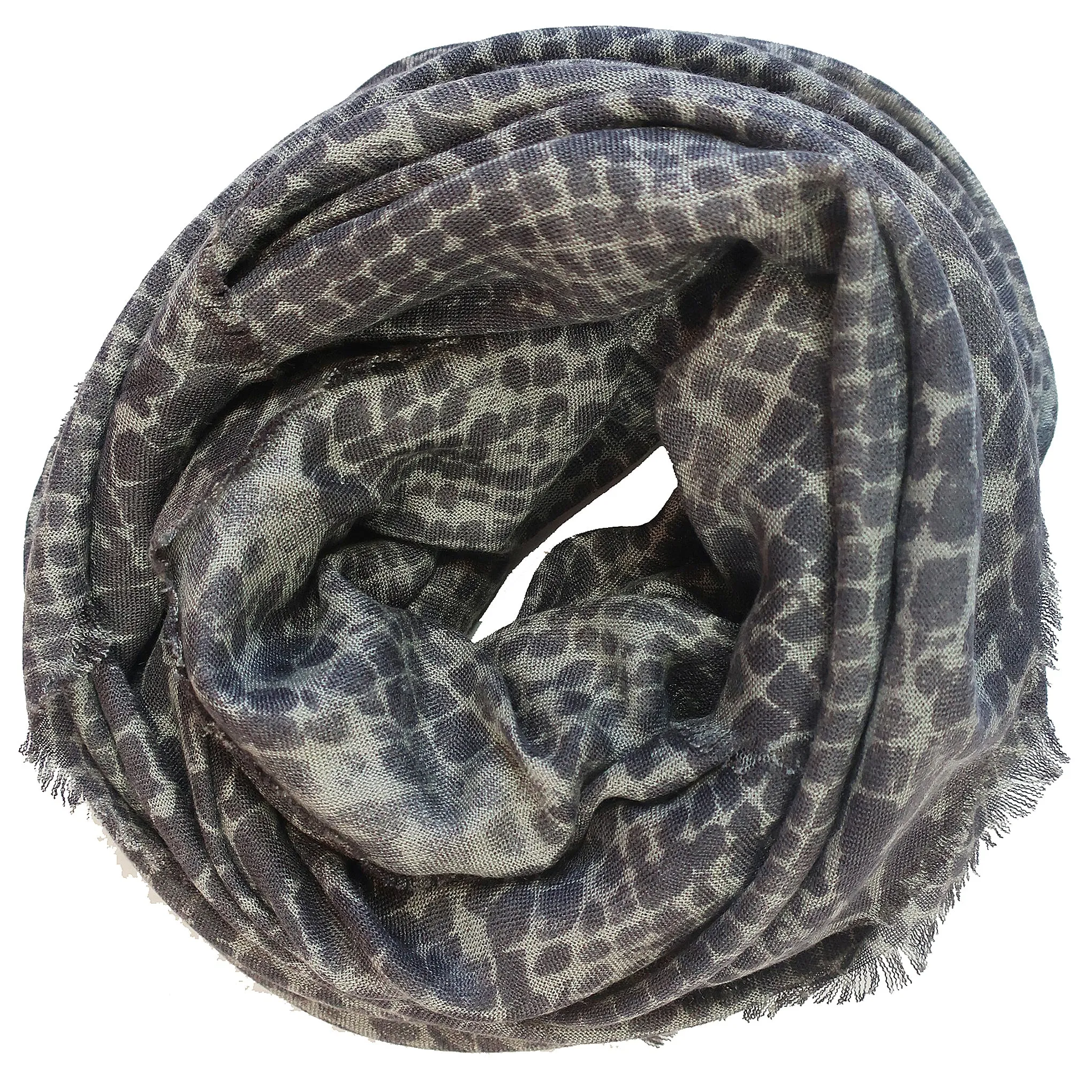 Blue Pacific Tissue Solid Modal and Cashmere Scarf Shawl in Snake Animal Print