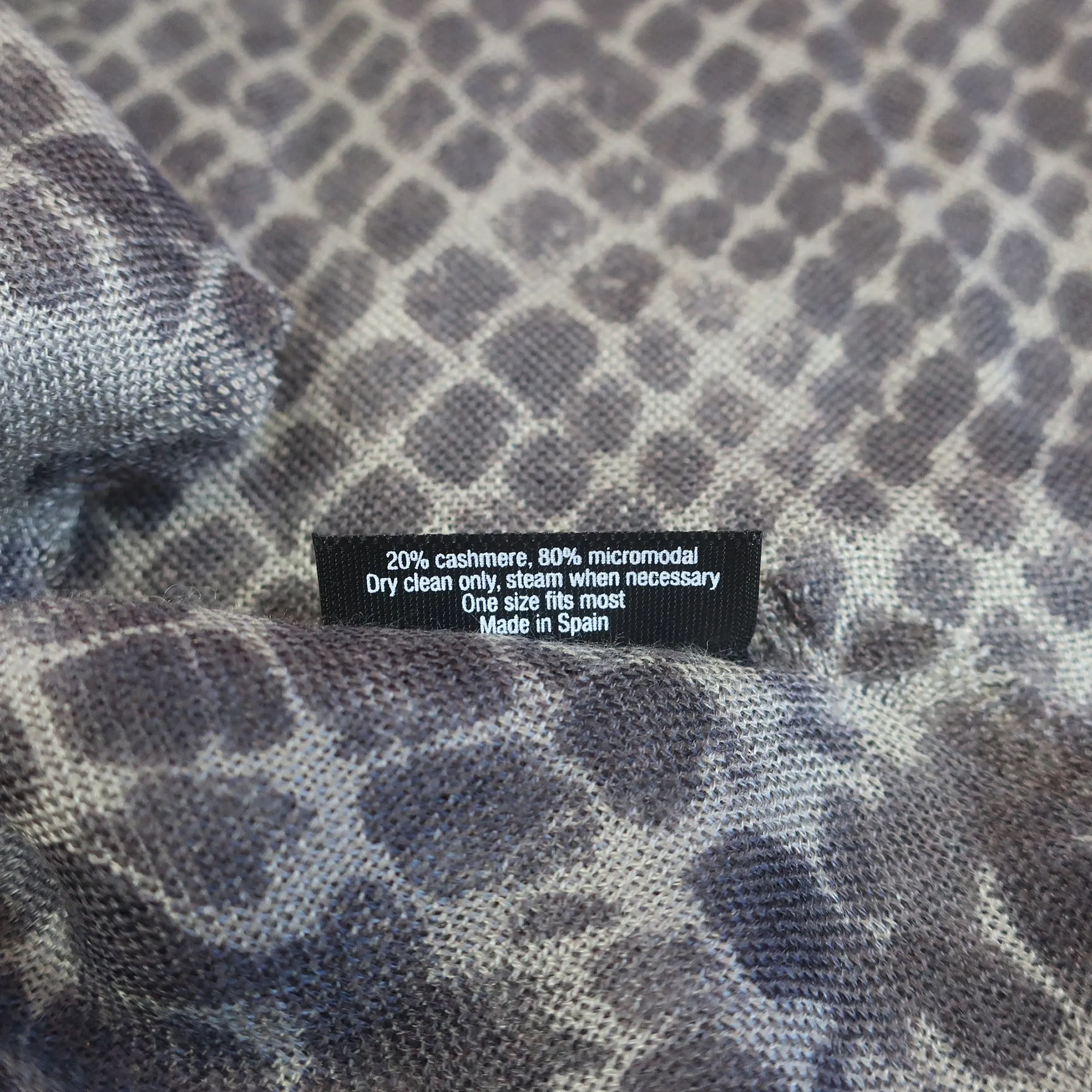 Blue Pacific Tissue Solid Modal and Cashmere Scarf Shawl in Snake Animal Print