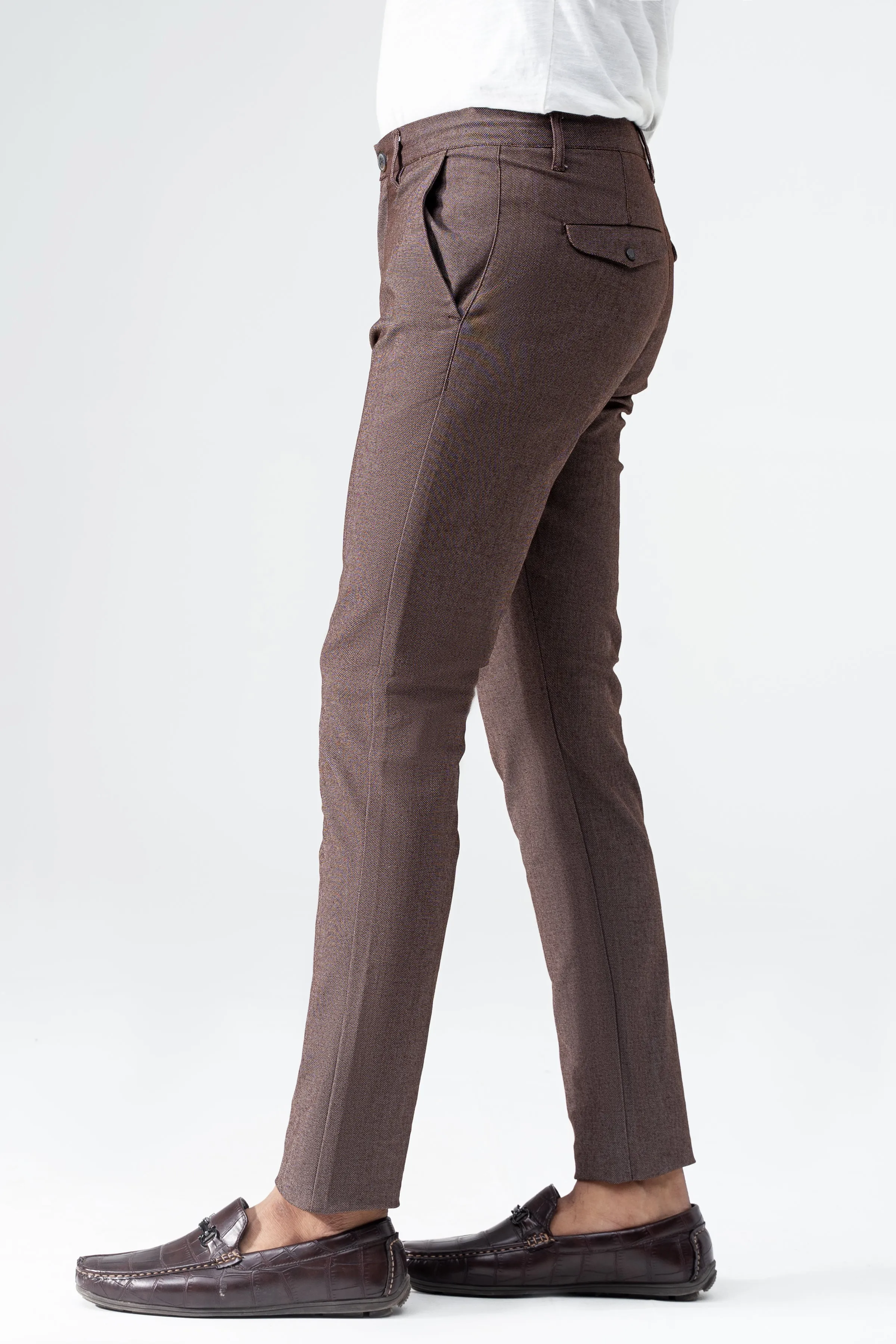 CROSS POCKET TEXTURED PANT BROWN