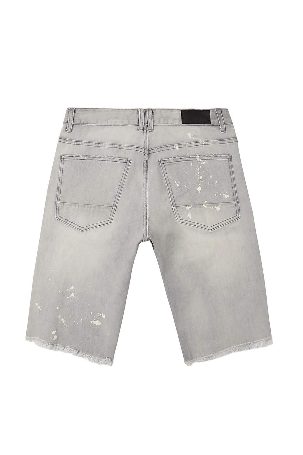 Distressed Rip & Repair Jean Shorts - Light Grey