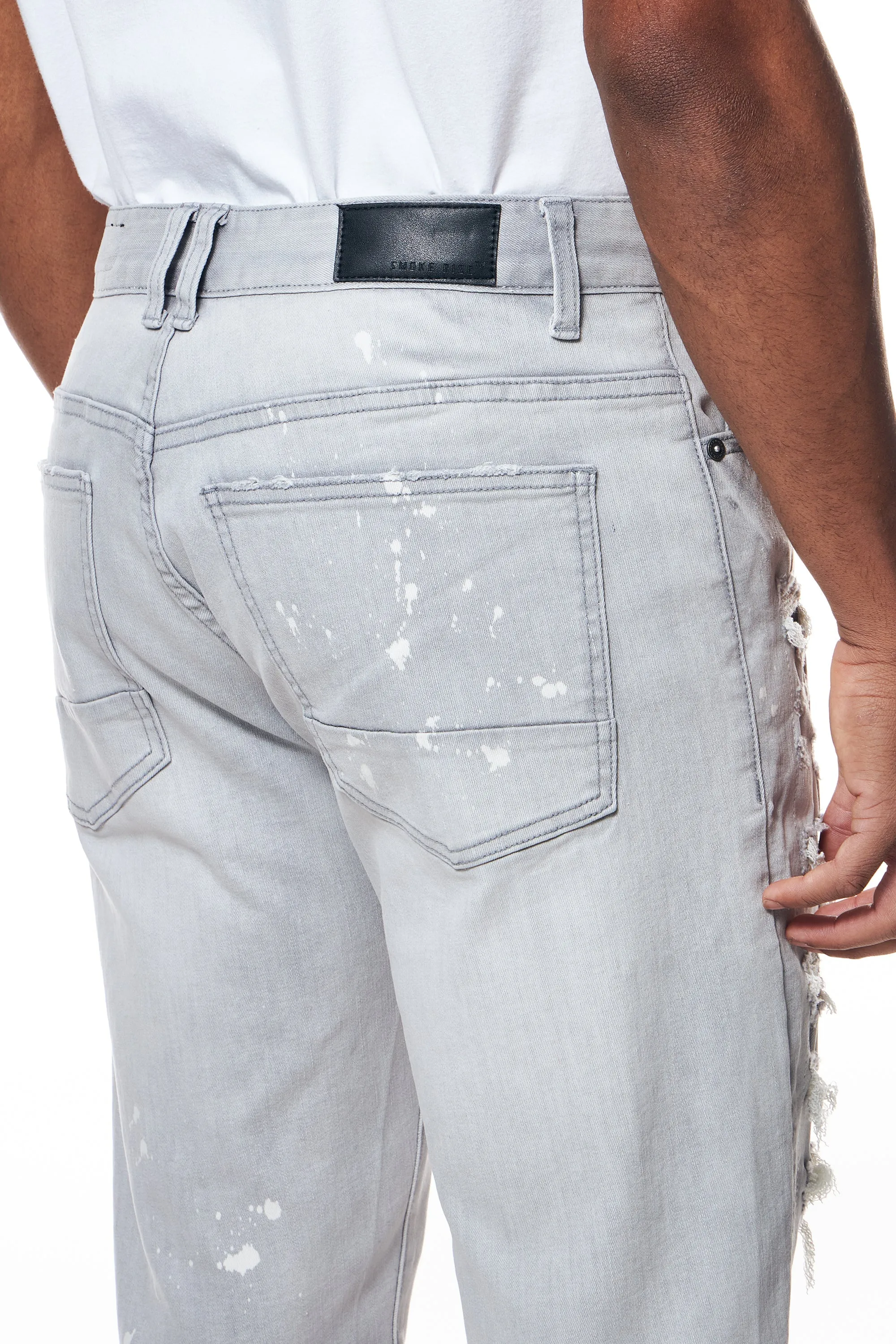 Distressed Rip & Repair Jean Shorts - Light Grey