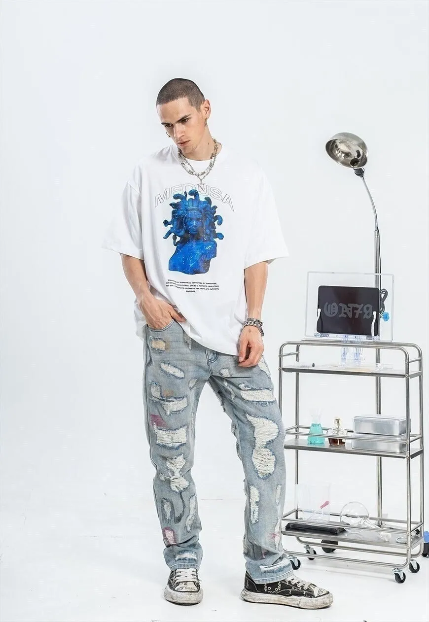 Medusa t-shirt retro snakes tee punk print top in white