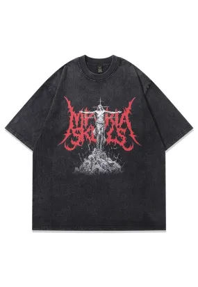 Metalcore t-shirt Gothic cartoon tee retro rocker top grey