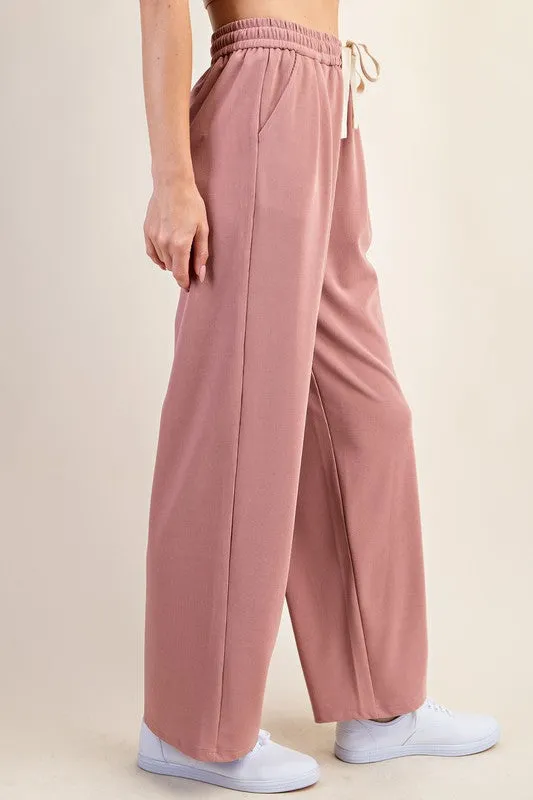 Pink Drawstring Elastic Waistband Pants