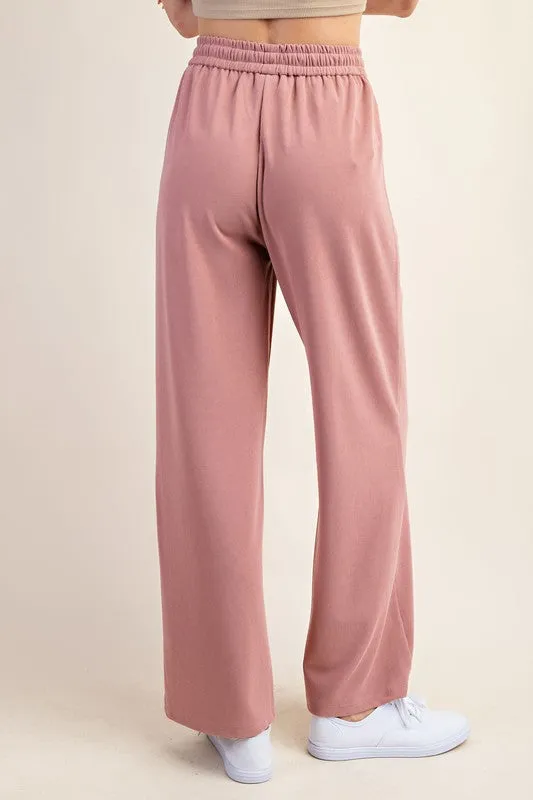 Pink Drawstring Elastic Waistband Pants